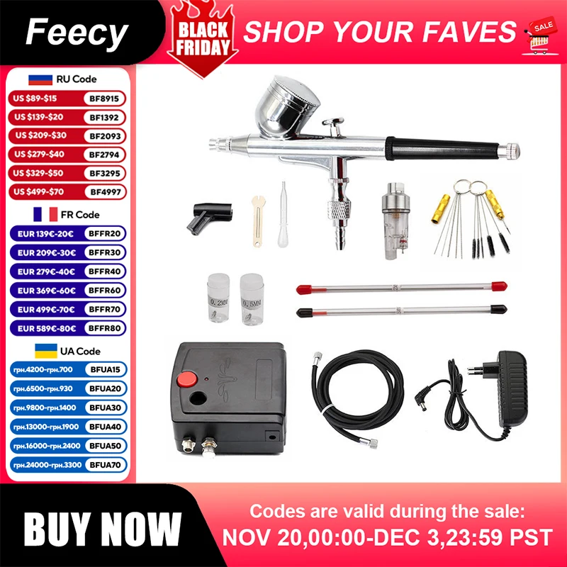 

Dual-Action Spray Gun Airbrush with 0.3mm Airbrush Kit for Nail Airbrush Portable Mini Airbrush Set for Model Cake Car Painting