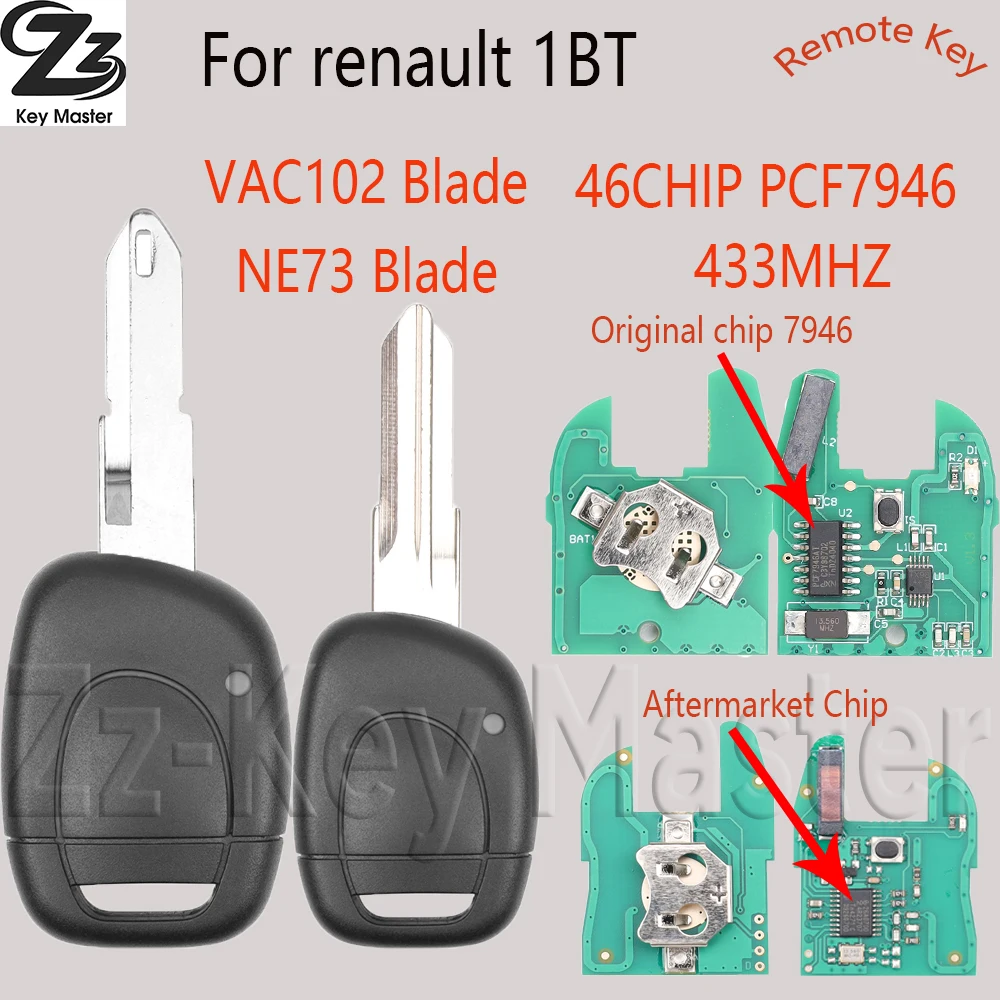 

Zz для 433 МГц PCF7946AT/AFM 46chip умный автомобильный ключ дистанционного управления для Renault Clio II Trafic Modus Vivaro Master Twingo Kangoo