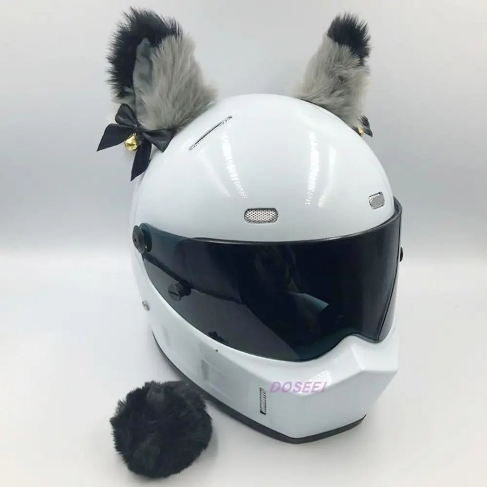 Cute Self-adhesive Motorcycle Helmet Decor Personality Soft Pompon Tail Bells Smooth Cosplay Off Road Helmet Ornament