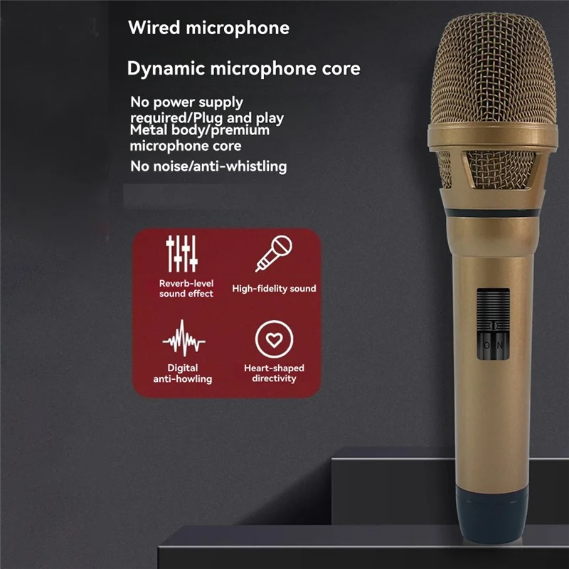 ELECT-Professional Dynamic Studio Microphone Wired Handheld Anti-Howling Stereo Design Mic