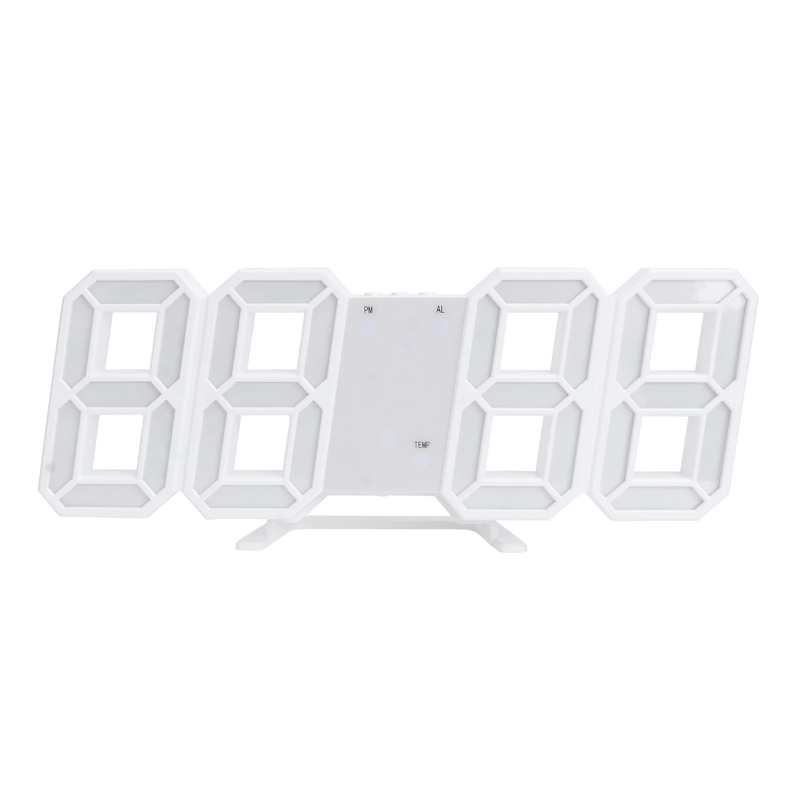 

3 D Clocks for Home Decor Digital Wall LED Night Light Three-dimensional White Child