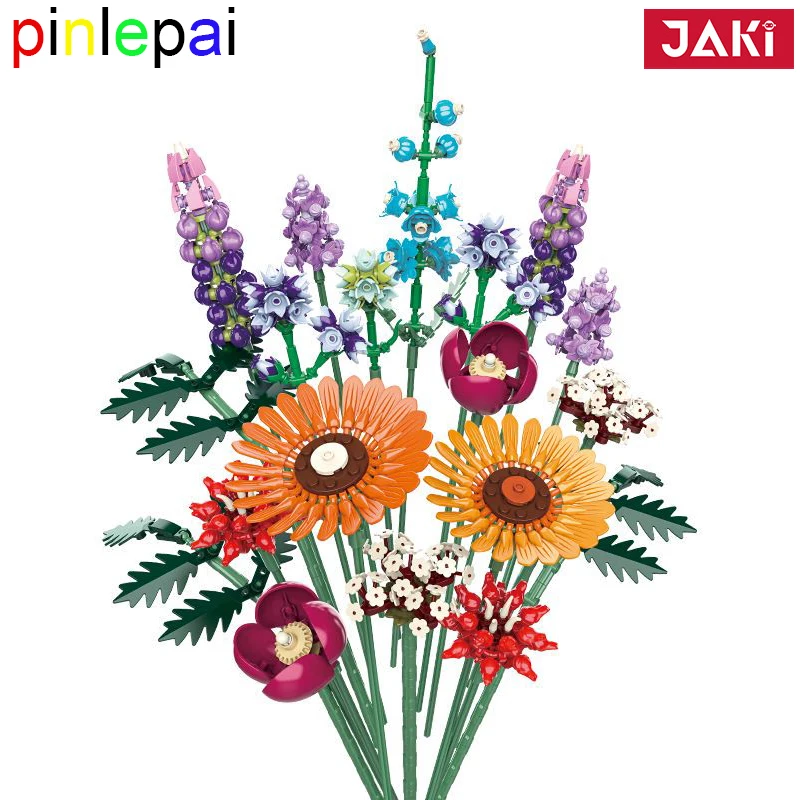 

Pinlepai Jaki Wildflower Bouquet Blocks Bricks Wild Flower Set Gerbera Cornflower Brick Lavender Building Block Assembly Toys