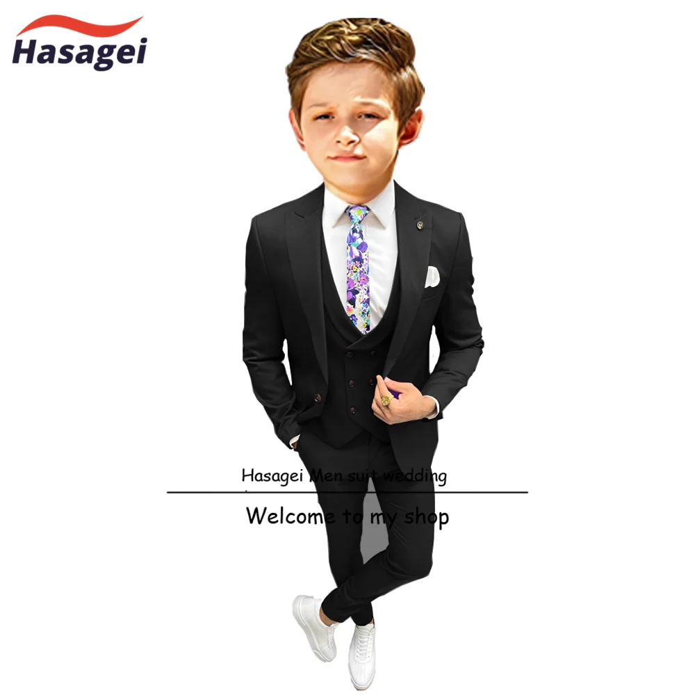 Khaki Boys Suit 10 Years Old Jacket Pants Vest 3 Piece Wedding Kids Tuxedo Formal Party Clothes