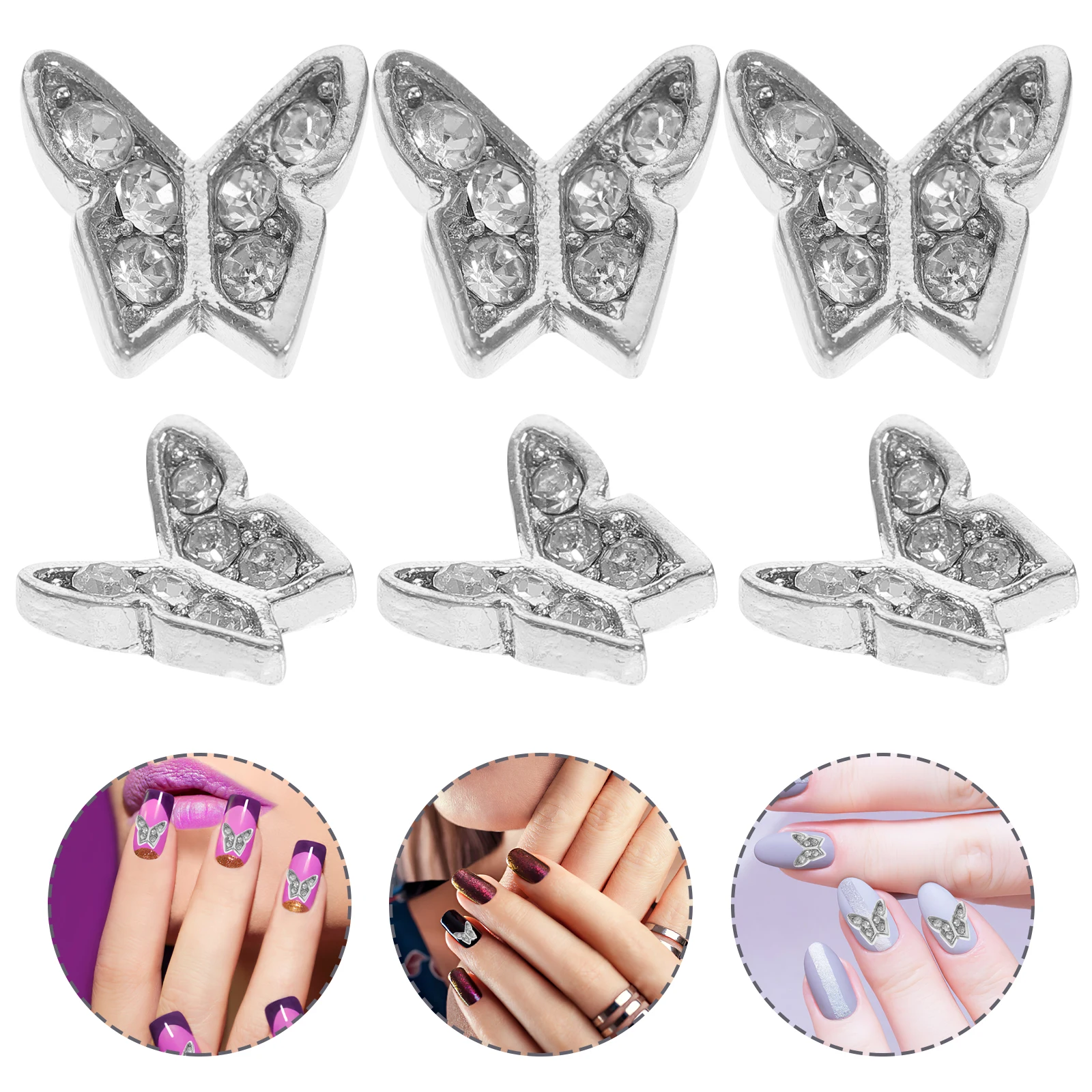 Farfalle 3D in lega di alluminio Pendenti per unghie Glitter Strass Accessori per nail art Decorazioni Ornamenti per manicure Ciondoli per unghie