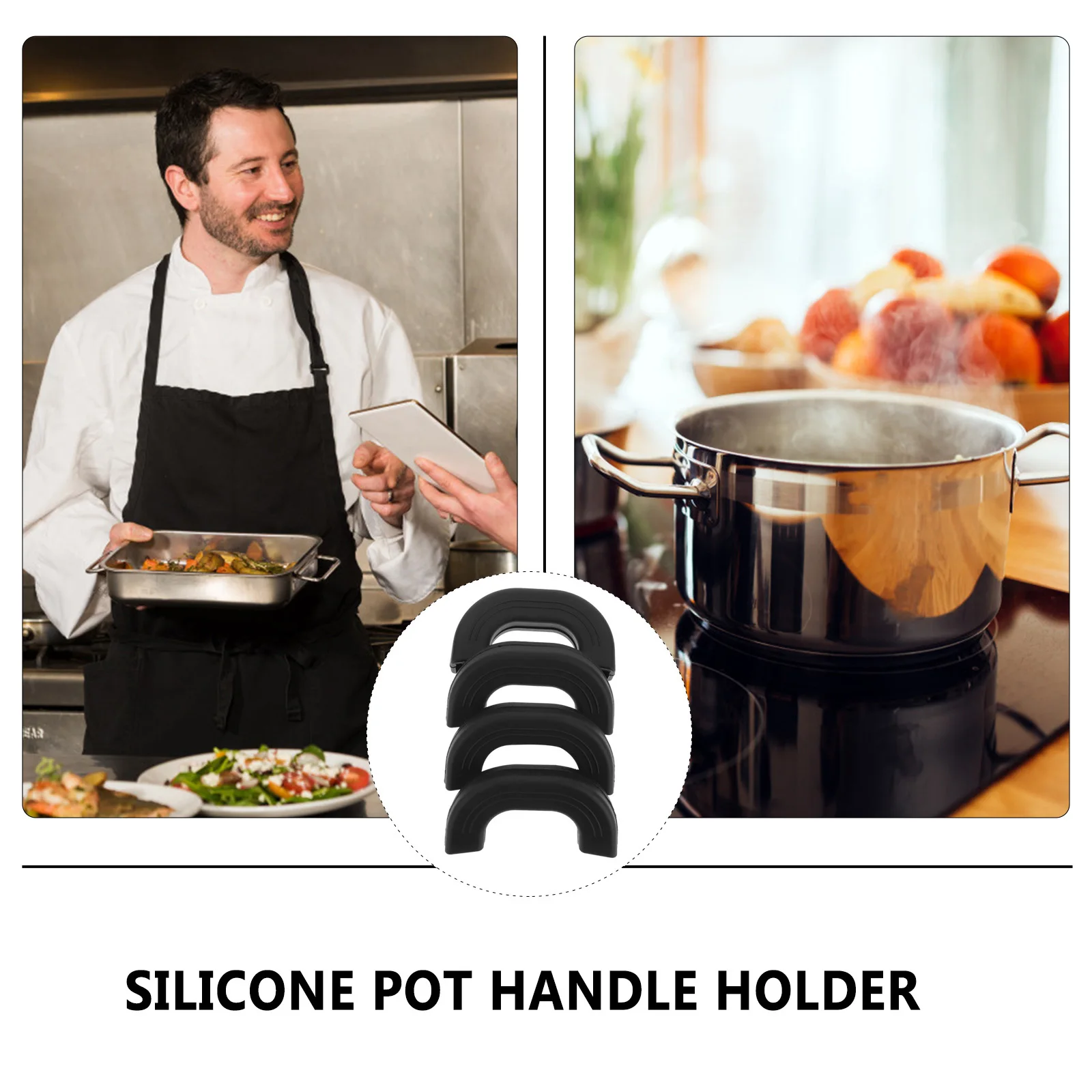 

4pcs Silicone Pot Protectors Anti-Scald Non-Slip Heat Resistant Kitchen Tools Bowl Holder Handle Sleeve Cover Kitchen Hot Handle
