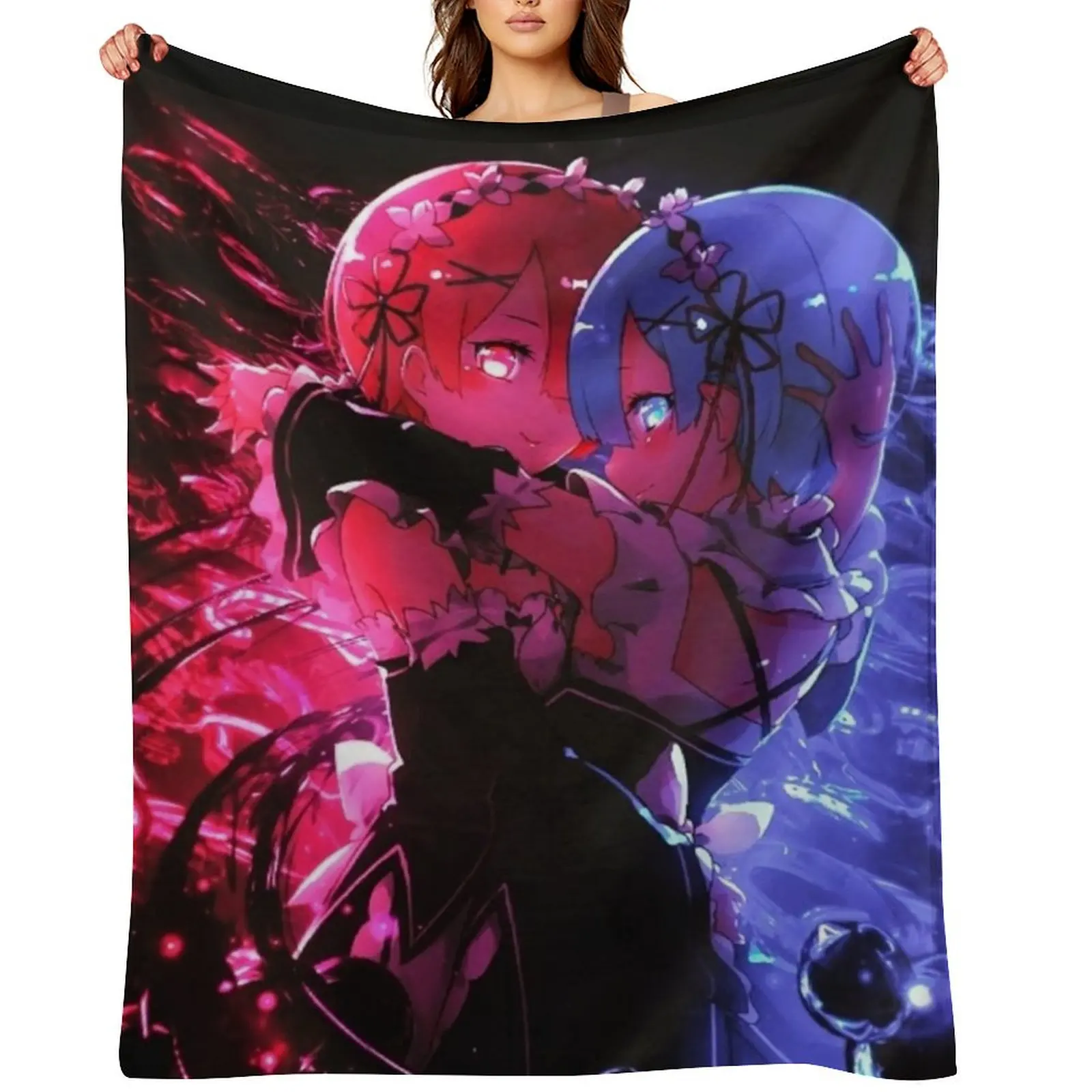 

Rem and Ram ( re zero ) Throw Blanket Luxury St Beach Hairys Decorative Throw Blankets