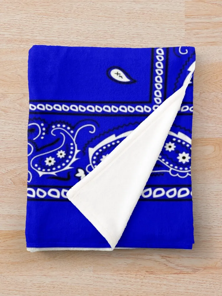 Azul Royal Paisley Throw Blanket, Bandanas para sofá e cama, Cobertores de luxo