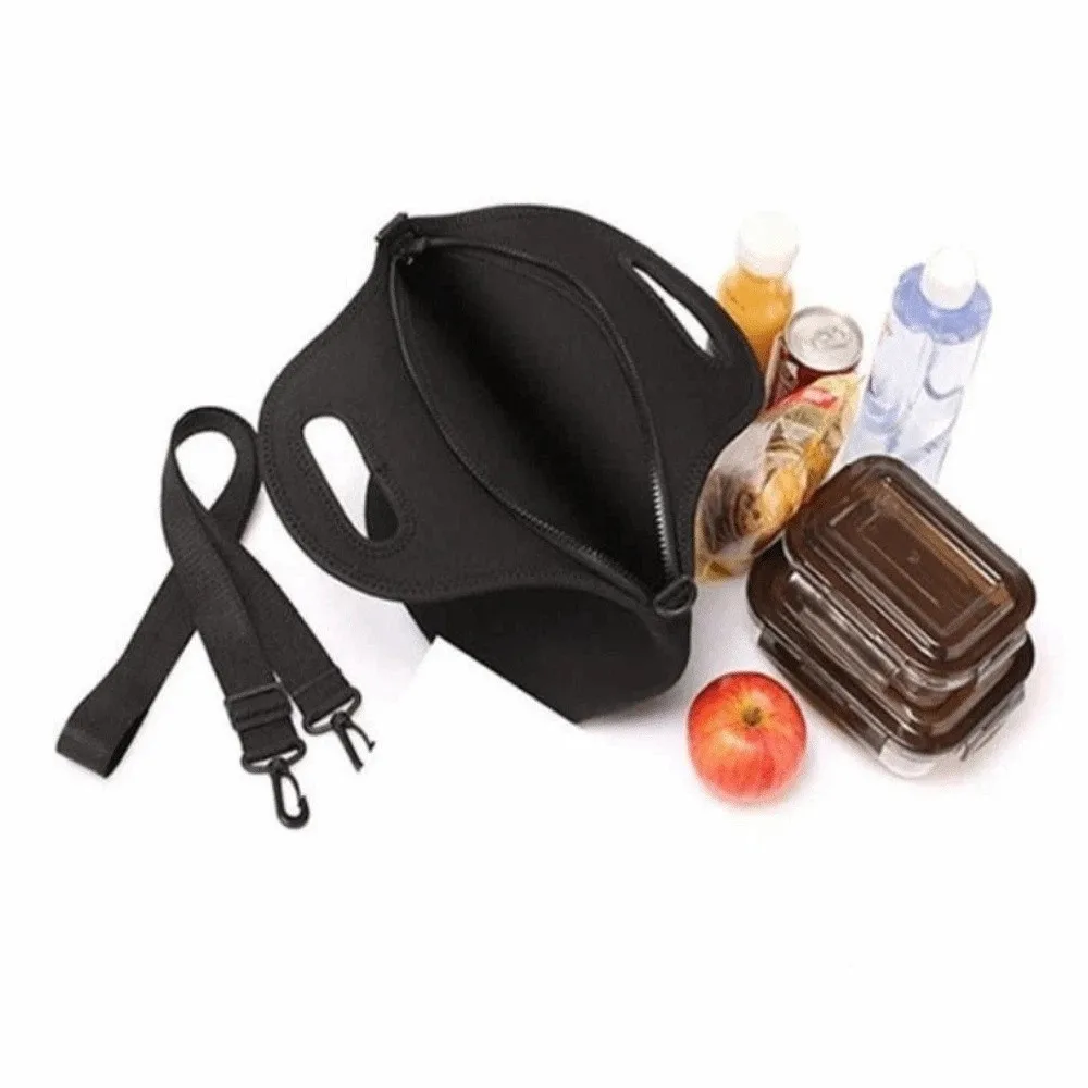 Portable Neoprene Lunchbox Reusable Universal Insulated Dinner Bags with Shoulder Straps Handheld Insulated Lunch Bag Camping