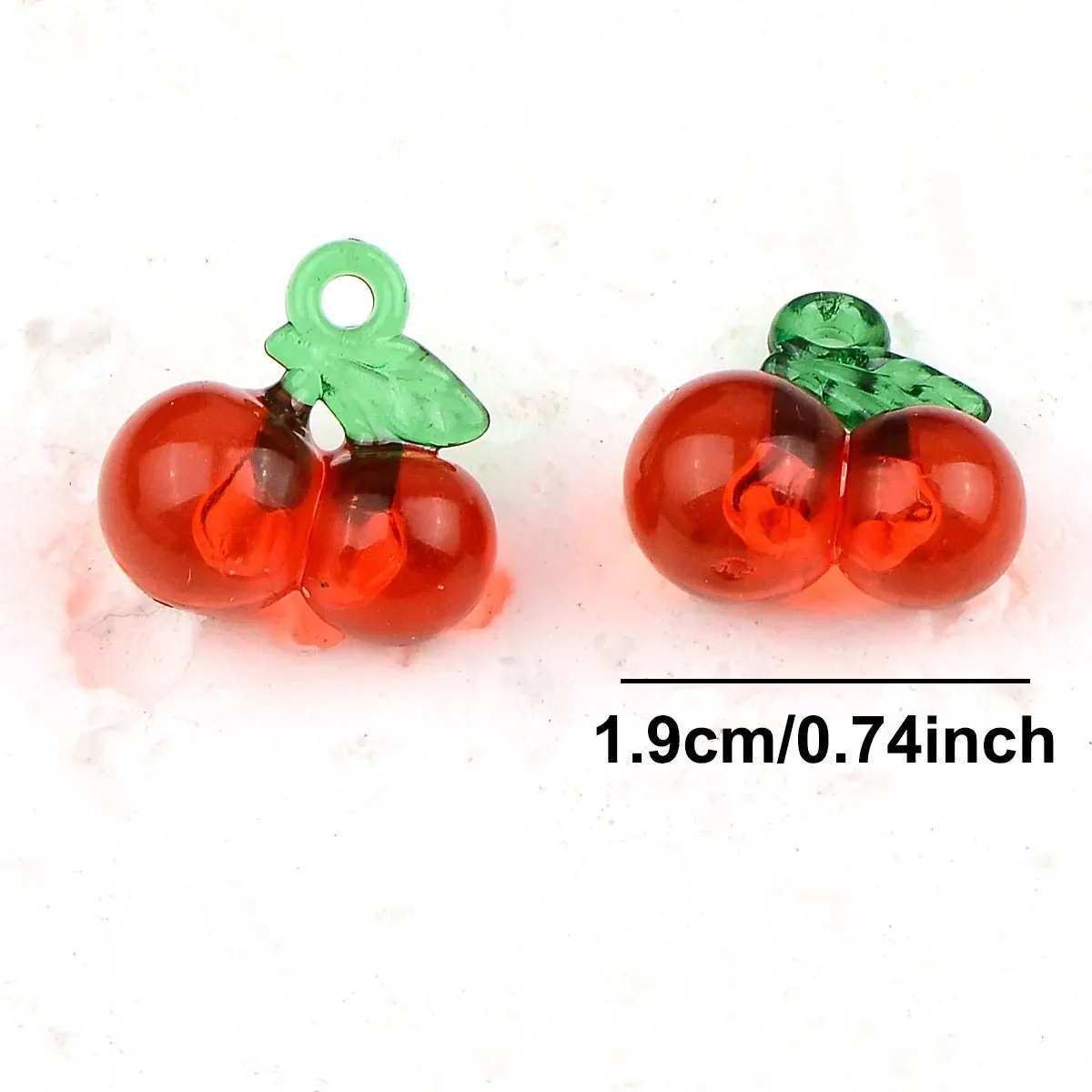 20pcs 1.9cm Christmas Eve Red Cherry Shape Transparent Acrylic Beads DIY Earring Bracelet Phone Chain Accessories Supplies