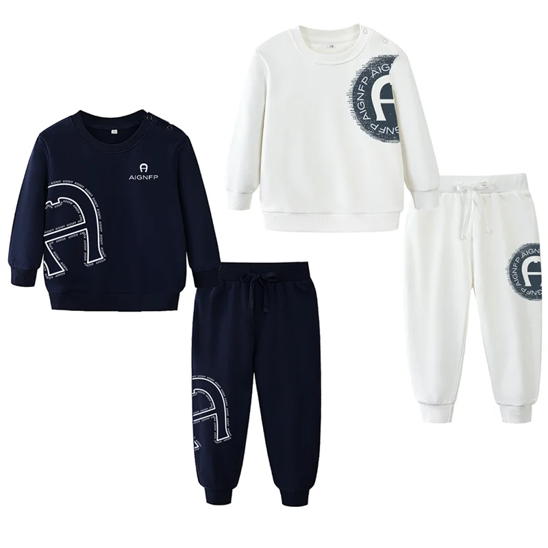 0-24-ヶ月新生児スウェットシャツセット秋のファッションレタープリントプルオーバーベビートップパンツ-2-個セット綿長袖幼児服