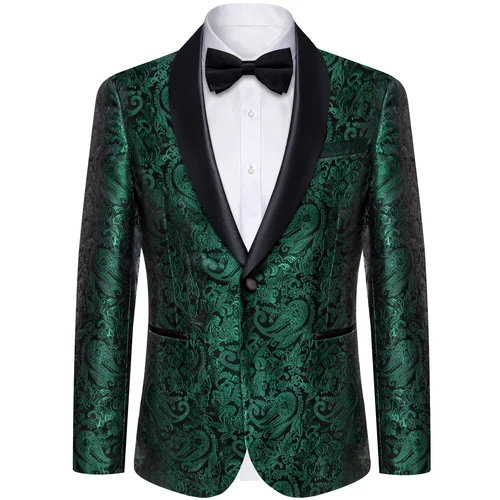 Trajes de hombre Blazer verde rojo plata Color Paisley lujo boda graduación negocios banquete traje abrigo ropa de hombre chaqueta