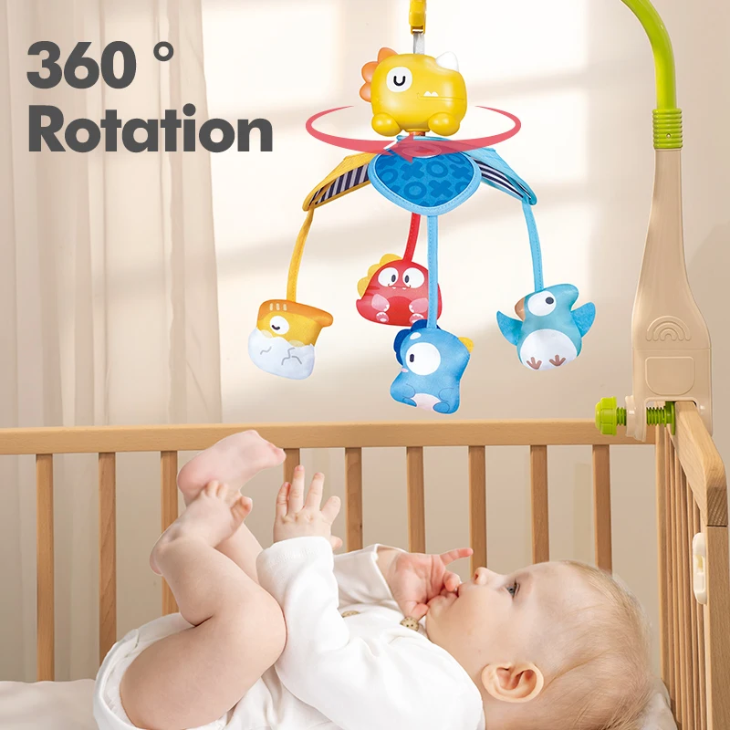 아기 동물 원격 조종 침대 벨 유모차 장난감 0-12개월 음악 조명 회전 침대 옆 신생아 잡기 장난감 침대 딸랑이 게임