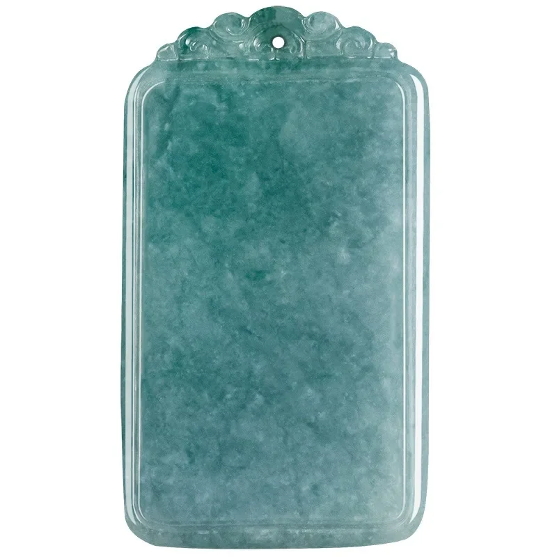 Natural Burmese Blue Emelald Safety Jade Pendant Necklace Hand-carved Fashion Charm Jewelry Accessories Amulet Gifts for Women