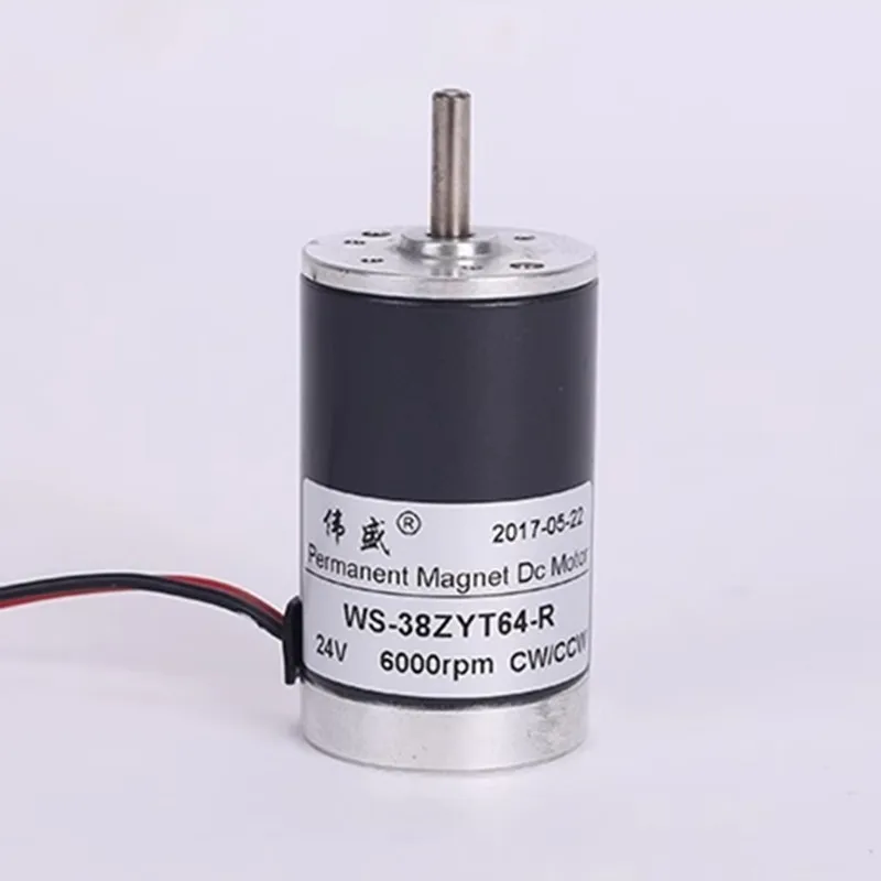 38ZYT64-R PMDC 12v 24v 2000~6000rpm 38mm Permanent Magnet Brush DC Electric Motor With 5mm Shaft