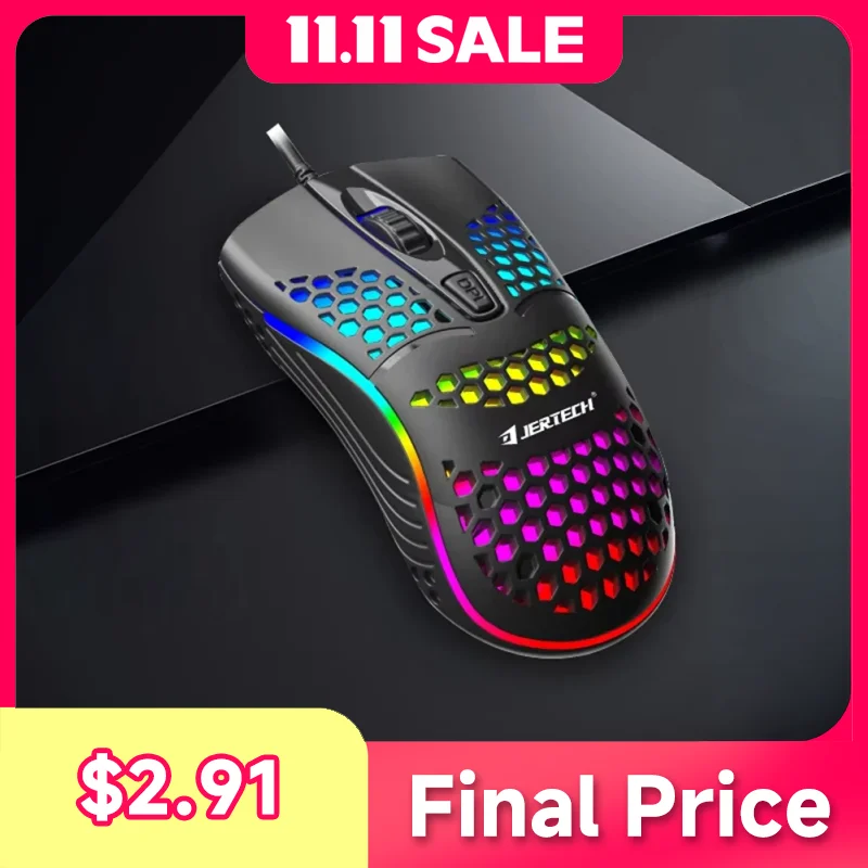 

XP12 Honeycomb Hollow Lightweight Design RGB Lightweight Waterproof ABS Wired DPI Adjustable Gaming Mouse