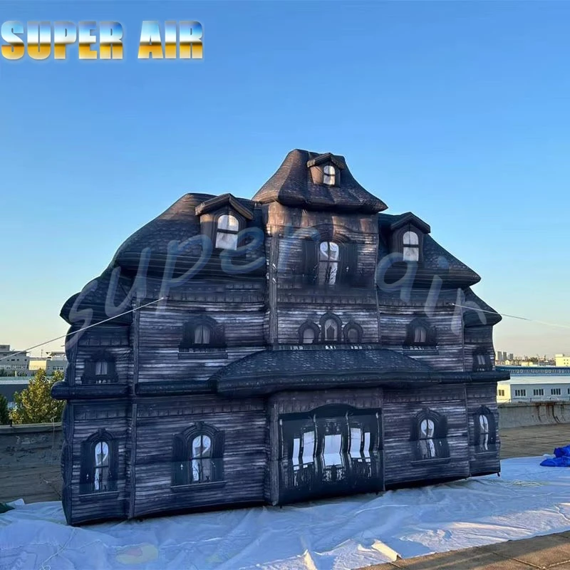Dekoracja na Halloween, ładny design, trójwarstwowy dmuchany nawiedzony dom, dmuchany zamek.