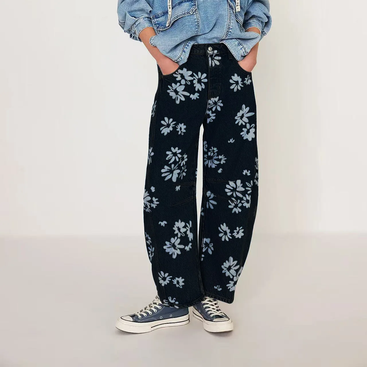 

2026 Spring Casual Loose Mid-Waist Tapered Women's Jeans Pants Loose