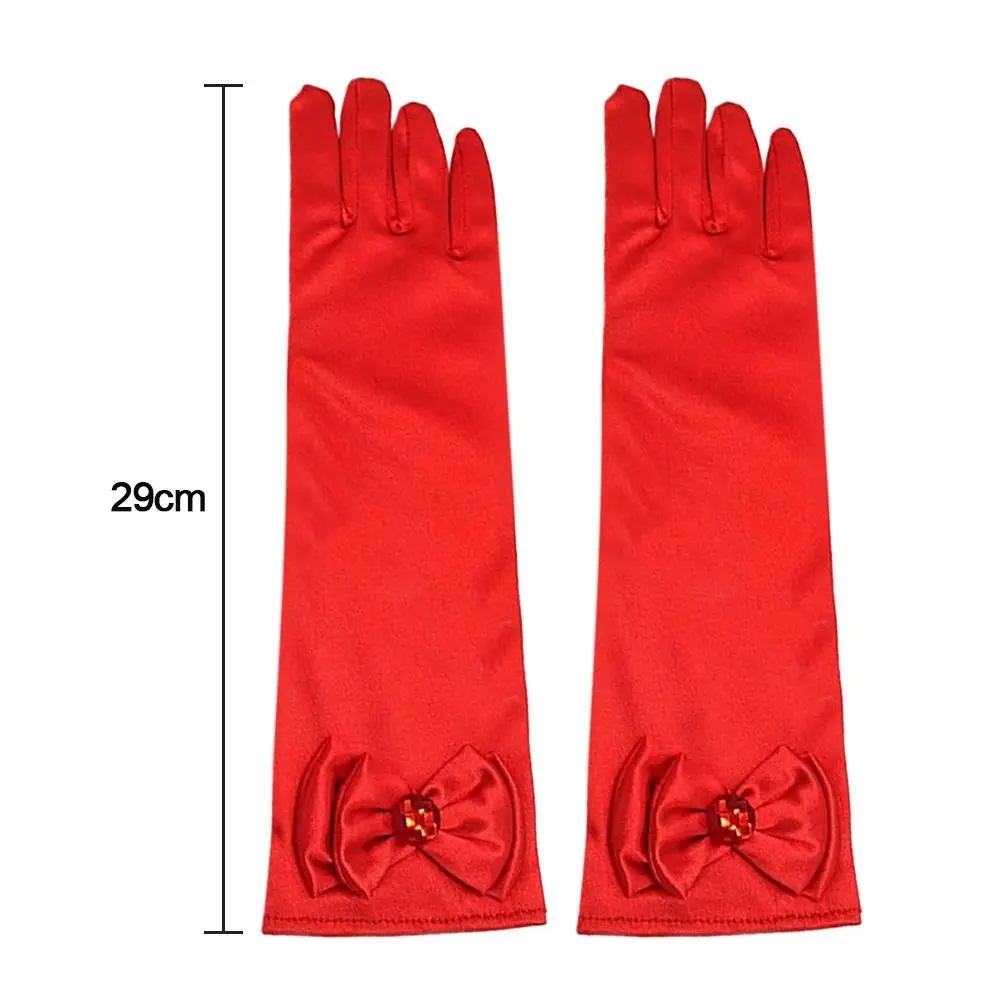 Dress Children's Wear Satin Sequins Children Long Gloves Princess Skirt Accessories Stage Gloves Full Finger Mittens