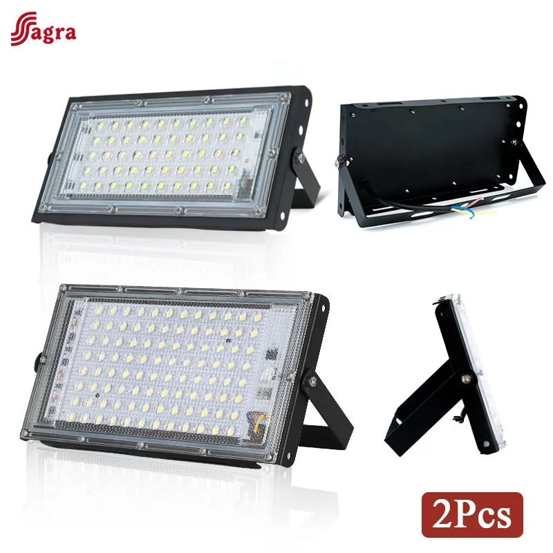 2 Stks/partij Led Schijnwerper 50W 100W Ac 110V 220V Buitenschijnwerper Ip65 Waterdichte Led Straatlantaarn Landschapsverlichting