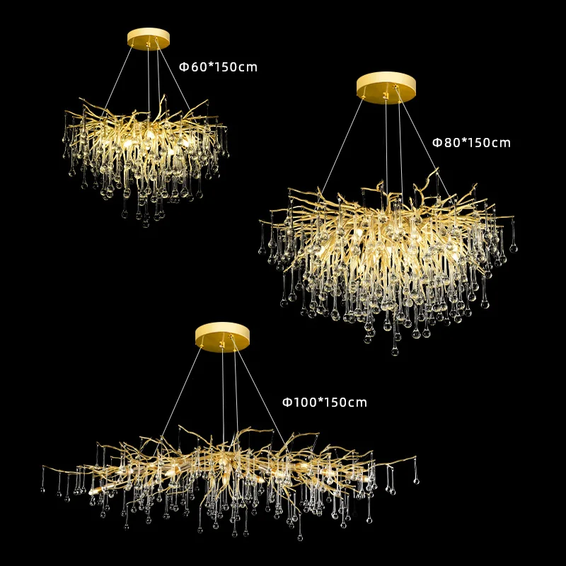 Hanging Chandelier for Living Room Dining Room LED Chandelier Hanging Ceiling Pendant Light Luxury Led K9 Crystal Pendant Light