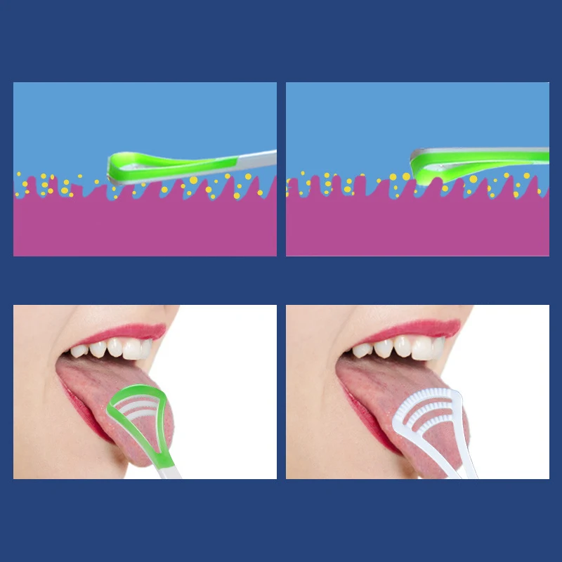 1 قطعة يستخدم المزدوج اللسان مكشطة المنظفات قابلة لإعادة الاستخدام فرشاة تنظيف صحة الفم العناية النظافة فرشاة الأسنان الفم الطازجة كشط التنفس