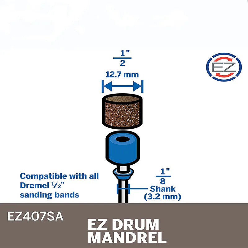 Dremel Ez-407Sa Drum Sanding Band and Mandrel Grinders Accessories Compatible with All Dremel 1/2-Inch Rotary Power Tool Fits