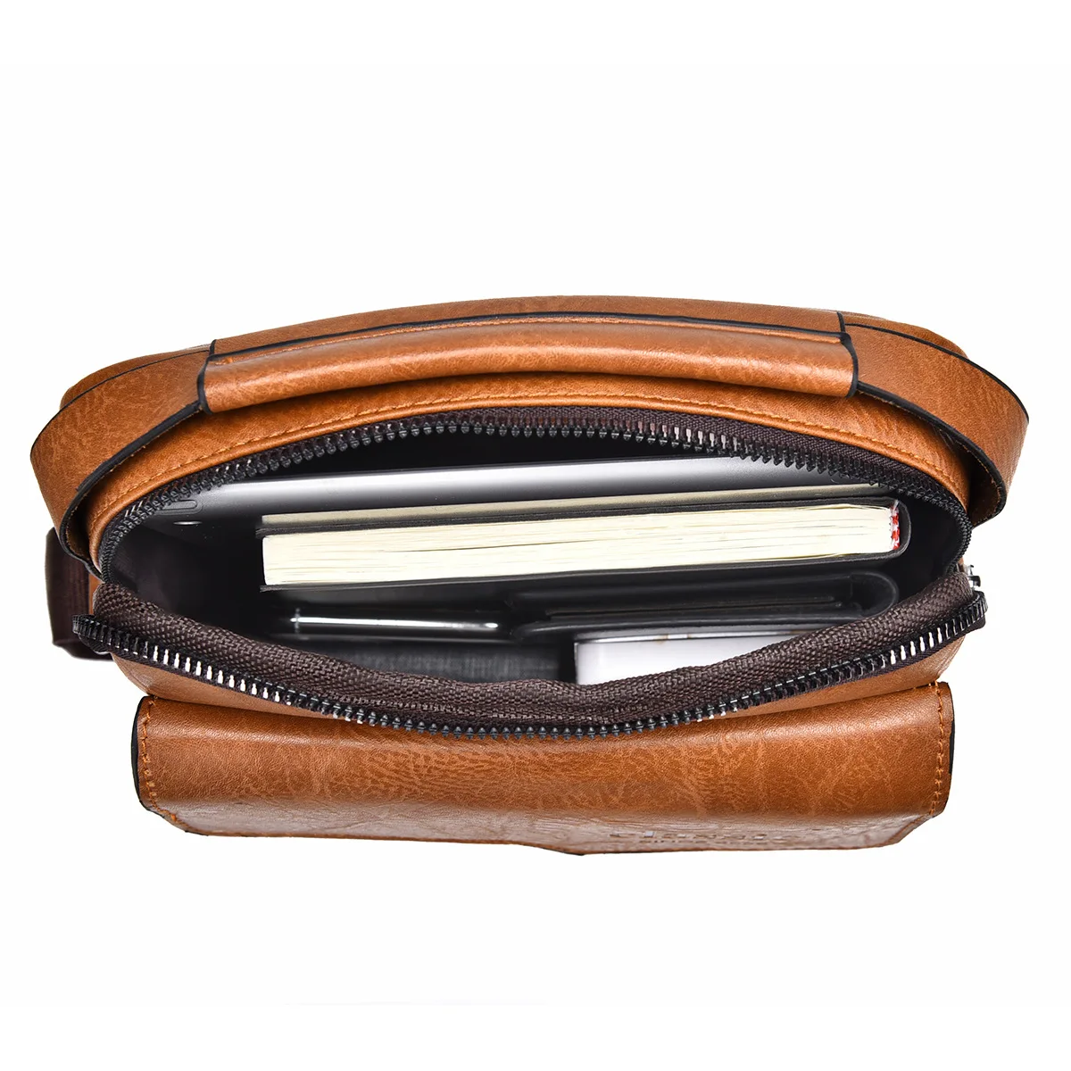 Bolso de hombro de marca para hombre, bandolera de cuero PU con solapas para iPad de 9,7 pulgadas, de negocios, sólido, de viaje