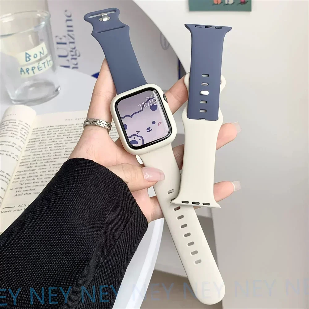 Silicone Strap For Apple Watch Band 40mm 44mm 45mm 41mm 42-46mm sport wrist correa iwatch series 10 8 7 se 4 5 6 9 ultra 2 49mm