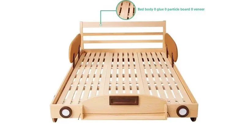 Car bed Solid wood small bed Boys with guardrail Bedside lamp Bedroom