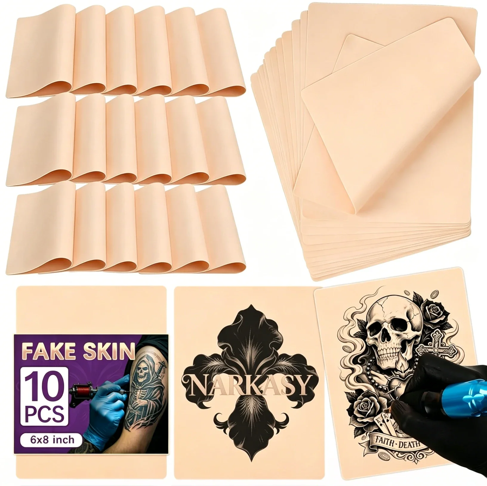 NARKASY 1mm Tattoo Blank Practice Skin Eyebrow Paint Double Side Synthetic Leather Pink Tattoo Beginner Fake Skin Exercise Tool