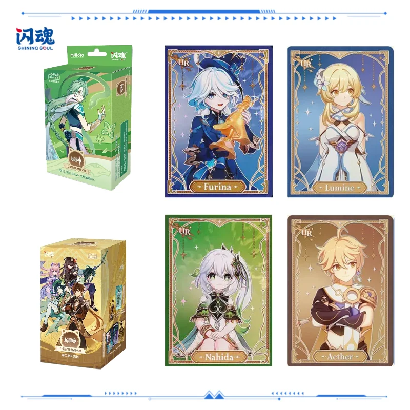 Genshin Impact Streams of Light Collection Mystery Box Genuine Anime TCG Trading Cards Game Toy Holiday Birthday Gifts for Kids
