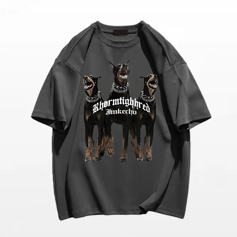 Doberman Graphic Printed T Shirt Men Woman Short Sleeve Fashion T Shirt Summer Vintage O-Neck Oversized Cotton Streetwear Tshirt