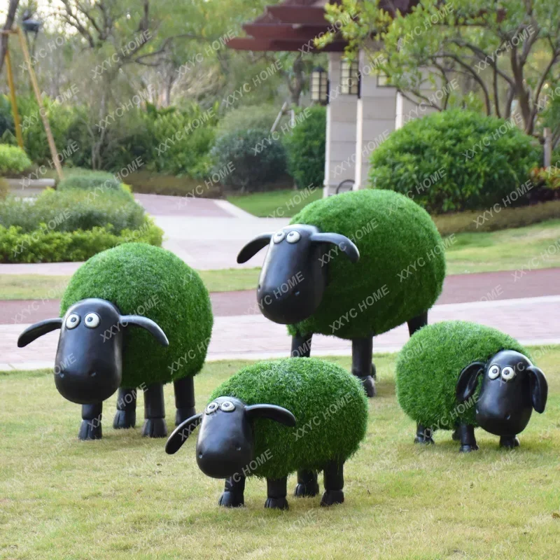 Outdoor Garden Garden Decoration GRP Sculpture Garden Decoration Landscape Flocking Sheep