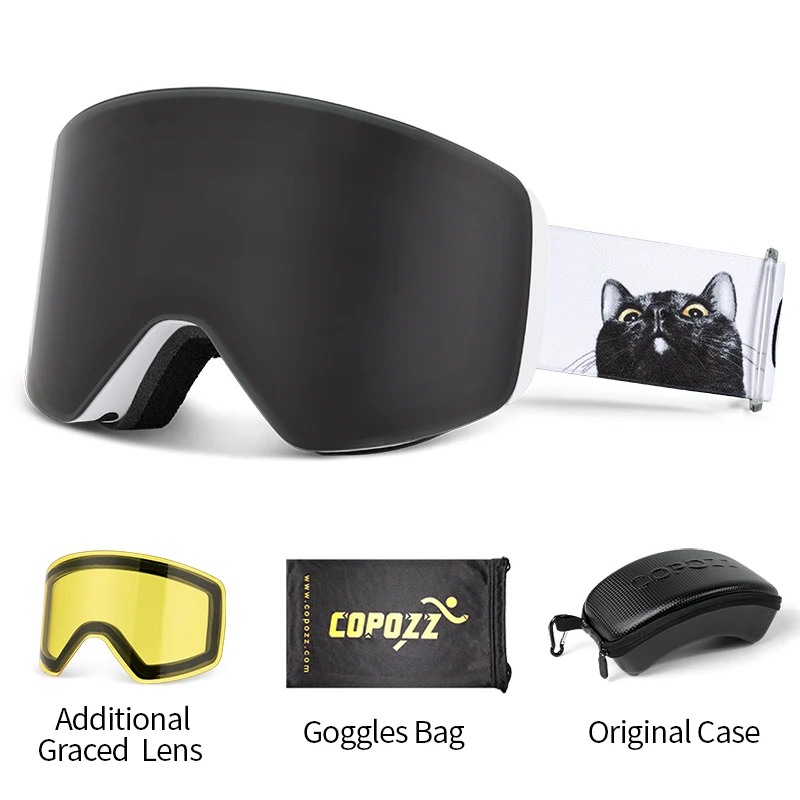 COPOZZ gafas de esquí profesionales de invierno, gafas magnéticas de cambio rápido de doble capa antivaho para Snowboard, equipo de esquí para hombres y mujeres