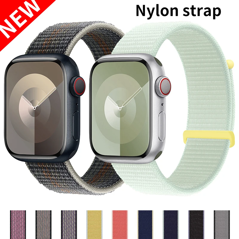 Nylon Loop For Apple Watch Strap 45mm 44mm 49mm 46mm 40mm 41mm 38mm 42mm Correa Bracelet iWatch Series 6 Se 7 8 9 10 ultra2 band