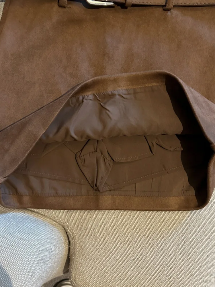 Karamell Hirsch Wildleder Rock Damen Hohe Taille A-Linie Ort Rock Abnehmen Anti-Licht Wrap um Rock Koreanische Sle pendeln