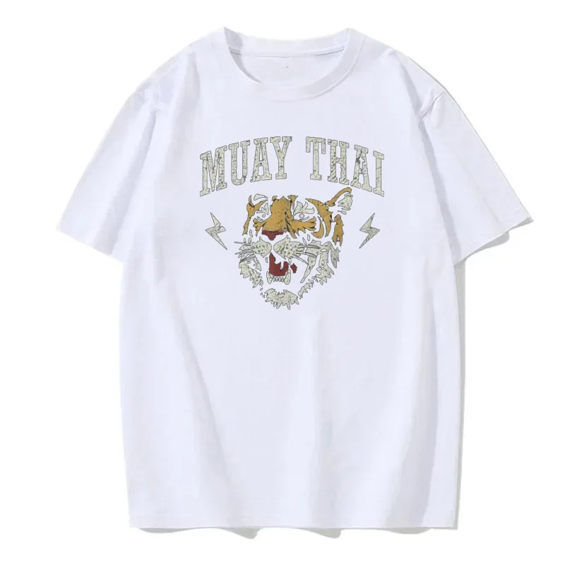 Muay Thai sztuki walki tygrys Kickboxings T-Shirt 100% bawełna O-Neck lato z krótkim rękawem Casual męska odzież męska koszulki z nadrukami