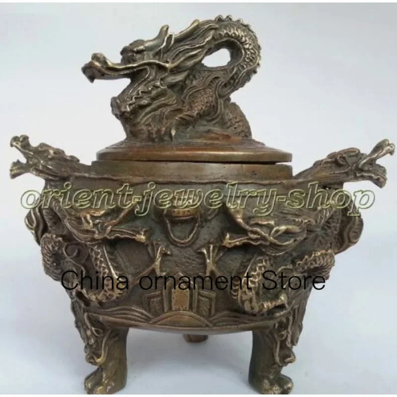 Ancient Antique Excellent Old Copper Dragon Statue Incense Burner/Censer