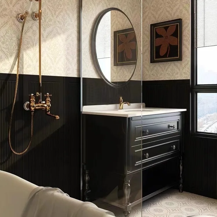 Floor-standing bathroom cabinet combination frenchretro bathroom bathroom cabinet american wash basin