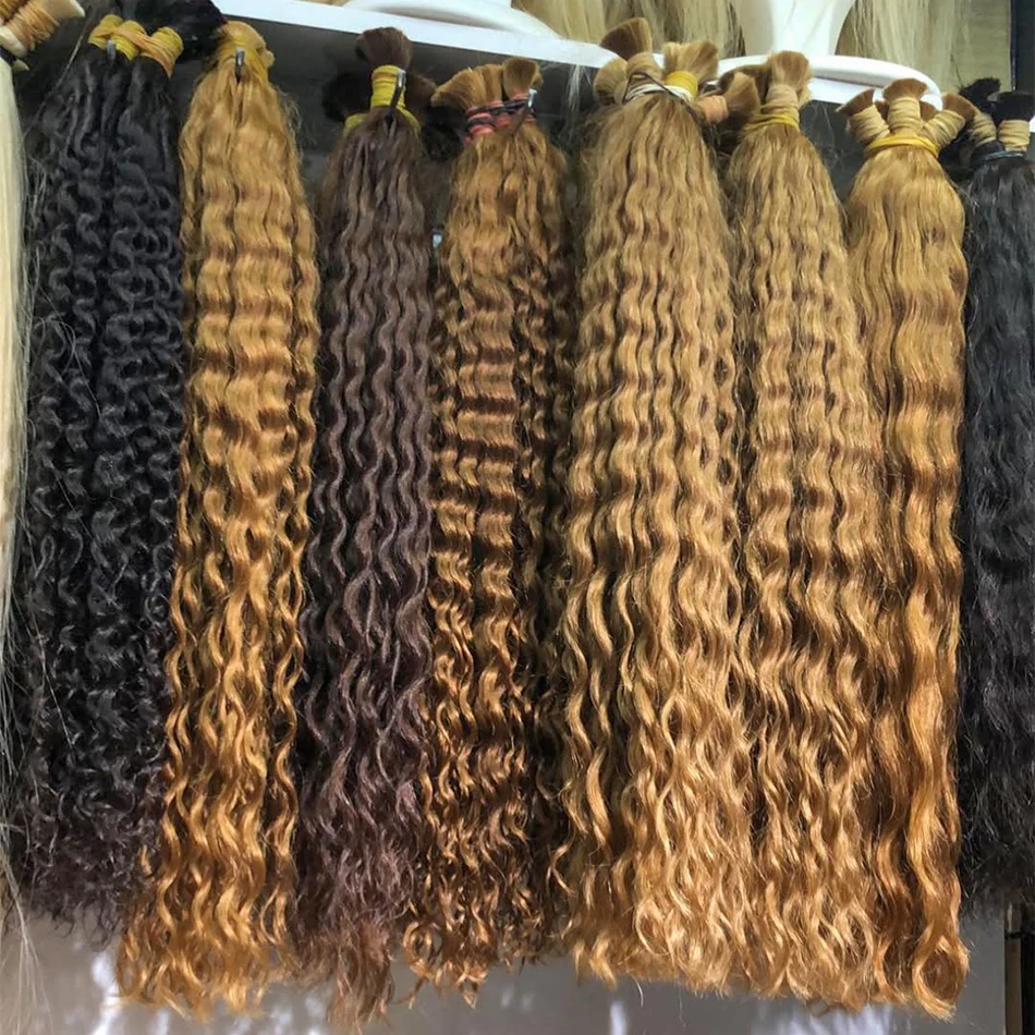 Sea Highlight Honey Blonde Deep Wave Hair Bundles No Weft for Boho Braids 100% Human Hair Extension Bundles for Boho Braiding