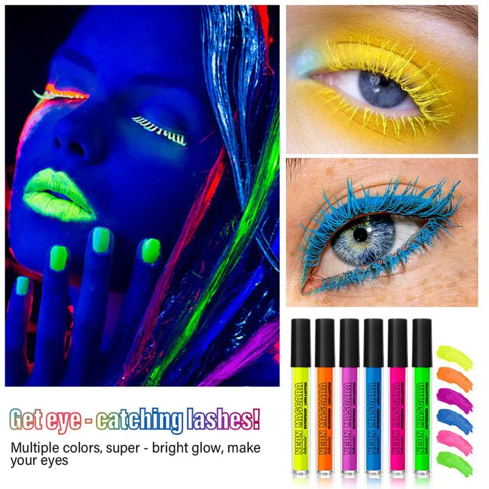 Máscara de pestañas rizada colorida, resistente al agua, de secado rápido, 5 colores, extensión impermeable, pestañas multicolores duraderas Ma C4I3
