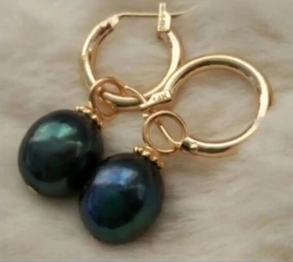 

PERFECT 10-13MM AAA BLACK SOUTH SEA PEARL EARRING