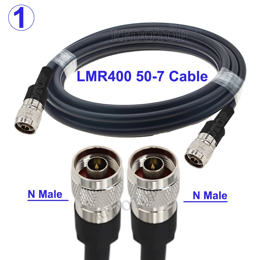 1Pcs N/UHF/TNC/BNC/SMA Male Connector LMR400 Cable Cord 50 Ohm 50-7 RF Coaxial Extension Jumper Pigtail or Customized Connector