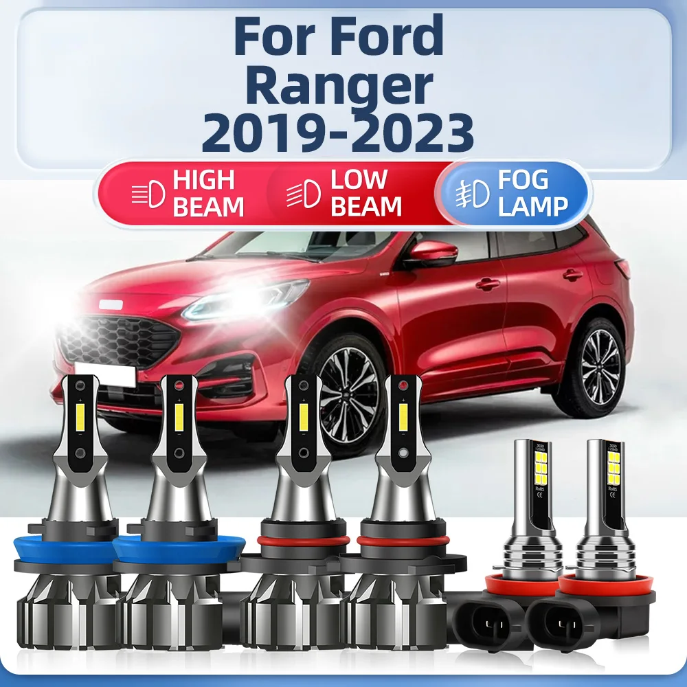 Canbus LED Headlight Bulbs 360W CSP Chip Car Lights 6000K White Auto Fog Lamps 12V 24V For Ford Ranger 2019 2020 2021 2022 2023