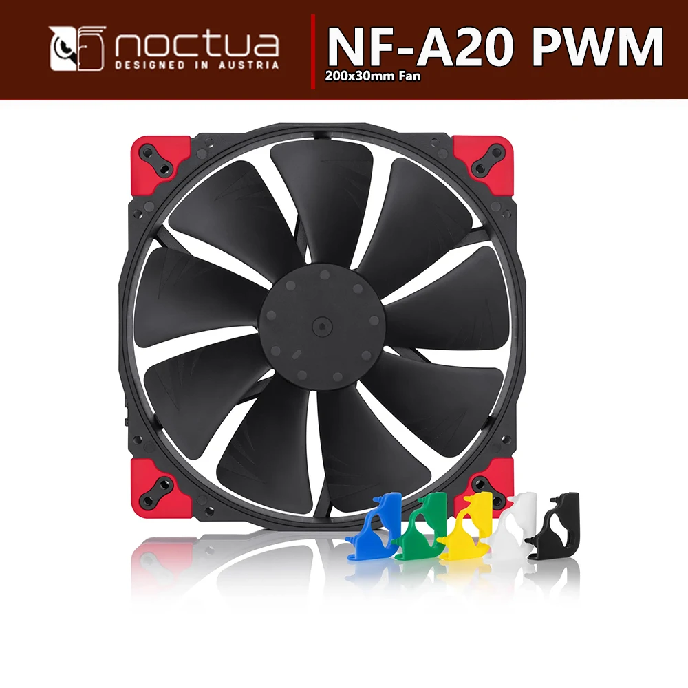Noctua NF-A20 PWM 4Pin 12V أداء تبريد هادئ 200x200x30mm مروحة SSO2 تحمل Chromax.Black.Swap-Edition حجم 20 سم مروحة
