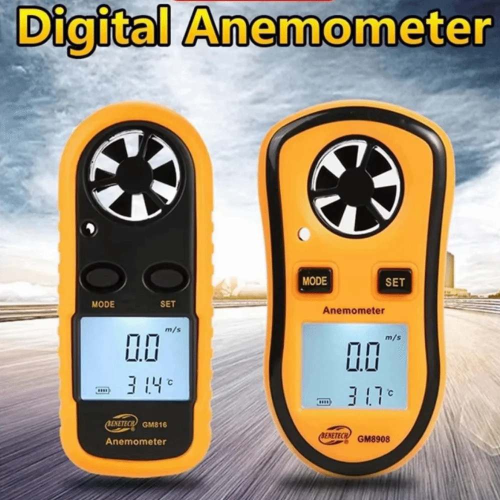 GM816 Mini Digital Anemometer Hand-held LCD Display Air Velocity Meter 30m/s -10°C ~ 45°C Wind Speed Gauge Airflow Testing