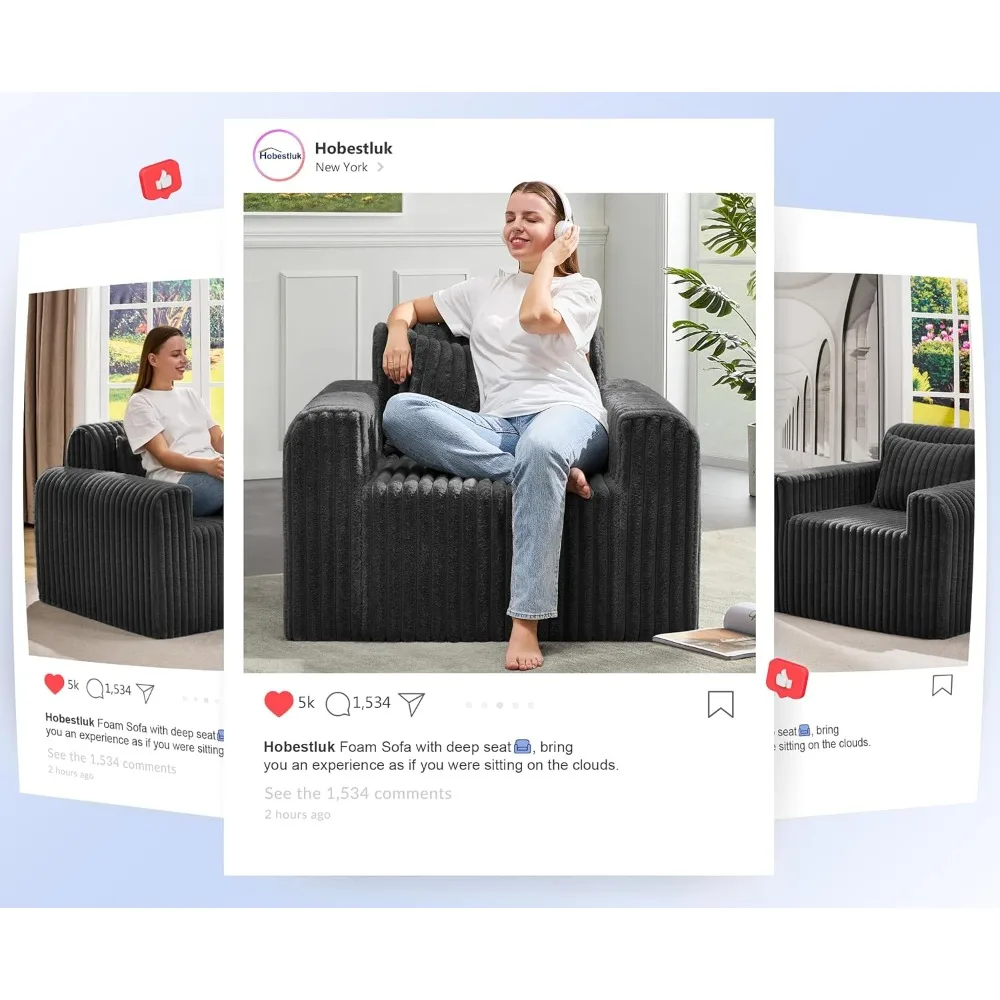 Divano compatto in schiuma per piccoli spazi abitativi: accogliente divano peloso con fodera e cuscini rimovibili