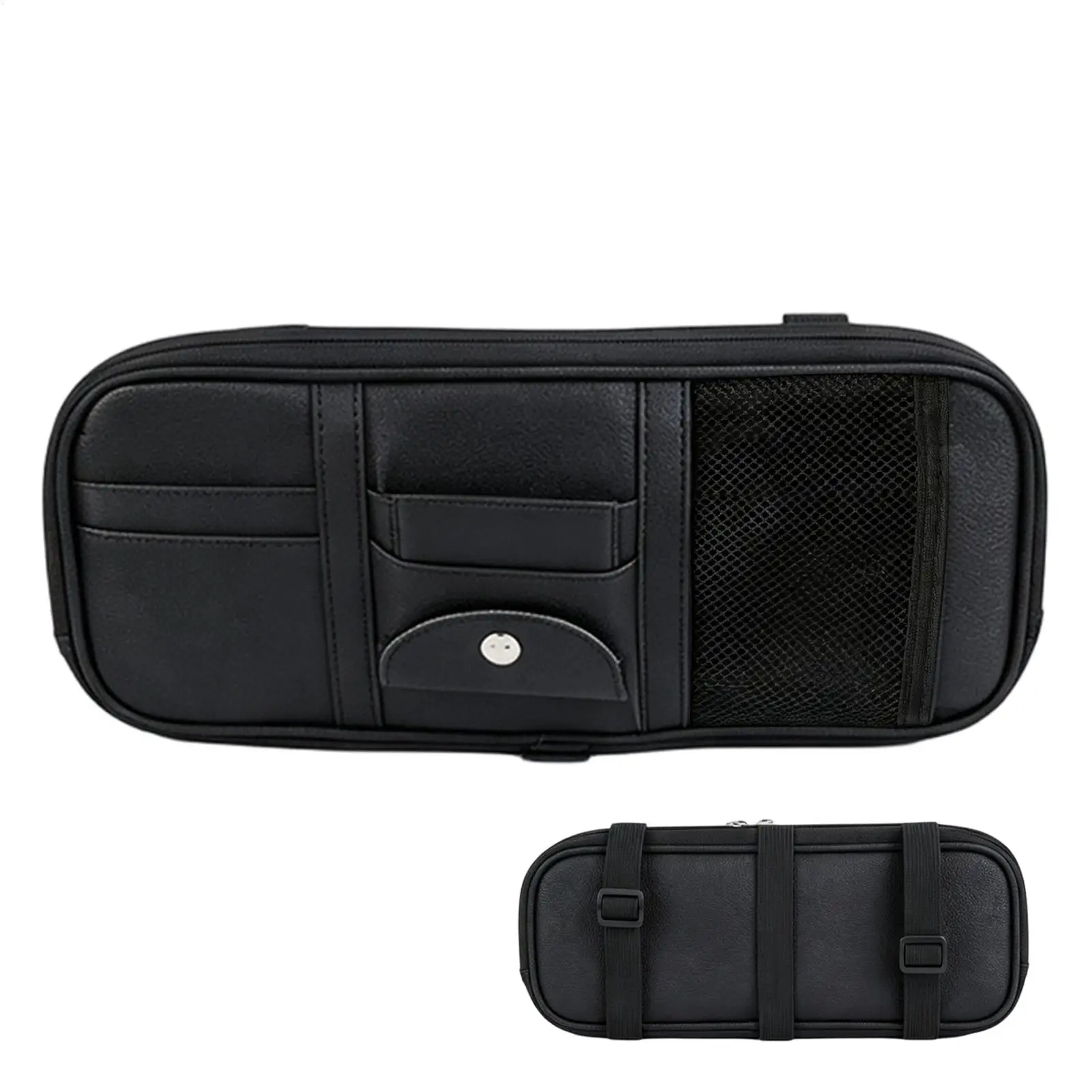Car Visor Organizer PU Leather Multi-Pocket Universal Zipper Pouch Car Storage Organizers For Vehicle Interior Registration