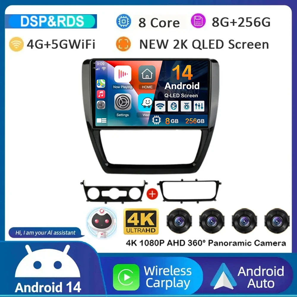 

Автомагнитола Carplay на Android 14 с поддержкой 4G + Wi-Fi для Volkswagen VW Sagitar Jetta Bora 2011-2018, мультимедийный видеоплеер с GPS, головное устройство