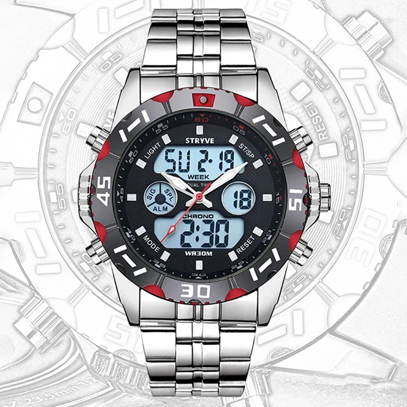 STRYV Watches for Men Sport Quartz Wristwatch Waterproof Men\'s Watch Luxury Military Digital  Top Brand Full Male Reloj Hombre